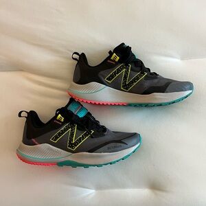 New Balance Kids Gray Sneakers with Teal & Neon Accents